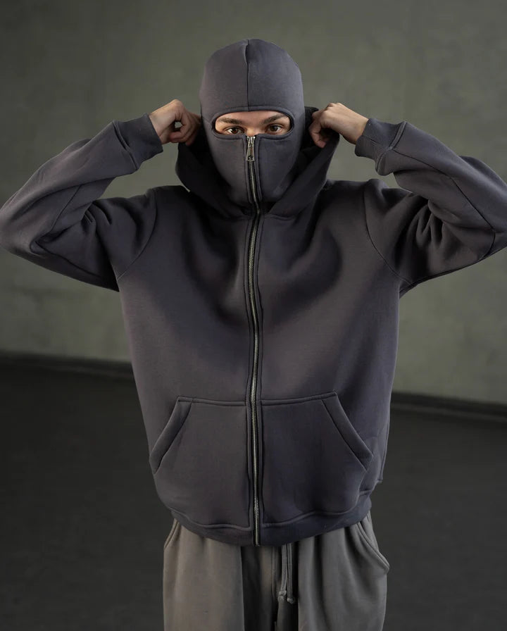 Gri Balaclava Hoodie