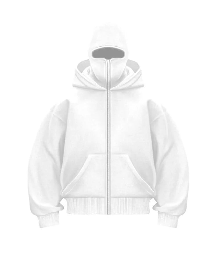 Beyaz Balaclava Hoodie