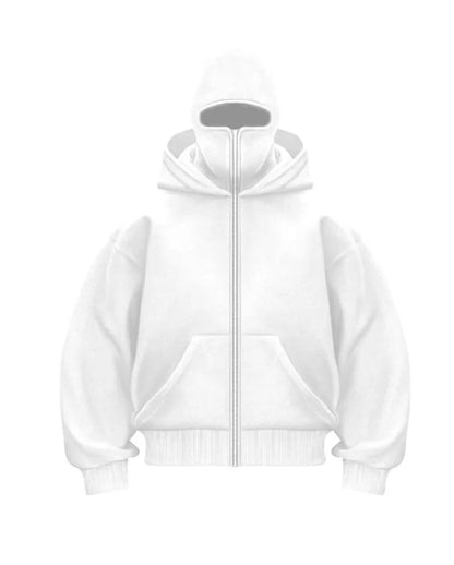 Beyaz Balaclava Hoodie